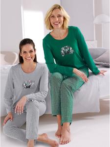 Comtessa Пижама зеленого и светло-серого цвета