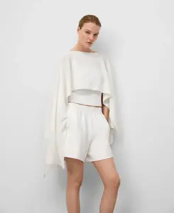 Асимметричная женская кофта в рубчик Adolfo Dominguez, пастельно-розовый