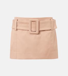 Мини-юбка из хлопкового твила с поясом Patou, Praline