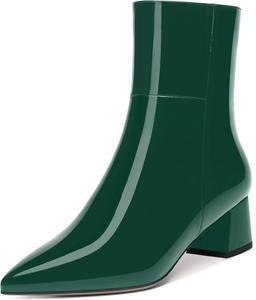 Женские ботинки NUMALEO с пряжкой, с острым носком, для активного отдыха, стильные, с низким толстым каблуком 5 см, высокие до щиколотки, Dark Green
