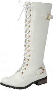 Женские высокие сапоги до колена Mango 27 с пряжками для верховой езды Forever Link, Pu White
