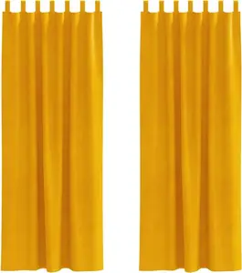 Плотные шторы , 2 шт., горчично-желтые, 140 x 225 см, бархатные vidaXL