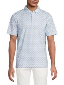 Рубашка-поло из эластичного хлопка с принтом дерева Bugatchi, цвет Blue Palm