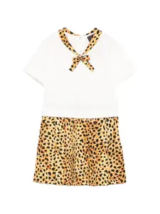 Платье с принтом и бантом Versace Kids, белый