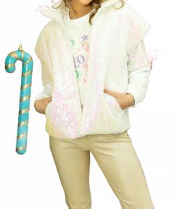 Белый стеганый жилет с пайетками Grace + Emma, белый