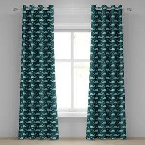 Штора ABAKUHAUS с китовым люверсом, спящие короли океанов в небе под луной и звездами, декоративные двухпанельные шторы, 280 см x 175 см, бирюзовый, нежно-голубой, бежевый Abakuhaus