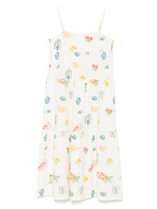 Ярусное платье с принтом Andorine, белый