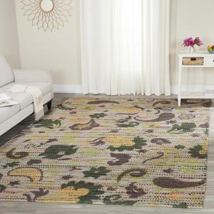 Ковер SAFAVIEH, 153 x 244 см, Cedar Brook Collection, Green & Multi, ручной работы из хлопка, идеален для помещений с высокой проходимостью в гостиной, спальне (CDR321B)