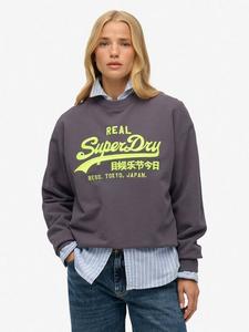 Винтажный свитшот с неоновым логотипом Superdry, Scandi Grey