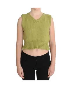 Зеленые вязаные жилеты без рукавов с V-образным вырезом Pink Memories, зеленый