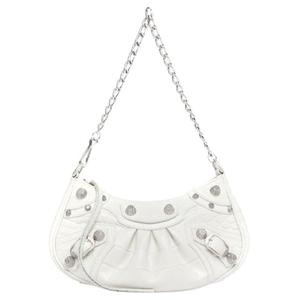 Сумка Le Cagole Mini с цепью, крокодиловый принт, белый Balenciaga