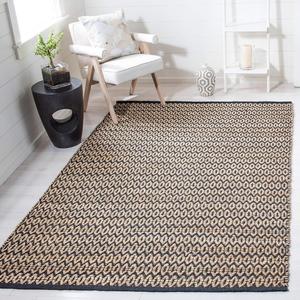 Ковер SAFAVIEH, 122 x 183 см, Natural Fiber Collection, Natural & Black, дизайн, простой уход, идеален для помещений с высокой проходимостью: прихожая, гостиная, спальня (NFB701Z)