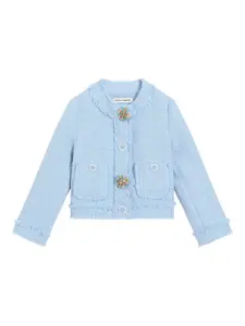 Твидовый жакет с декорированными пуговицами Dolce & Gabbana Kids, синий