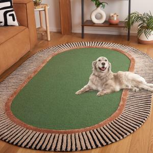 Ковер SAFAVIEH, 183 x 275 см,  Fifth Avenue Collection овальный, Green & Black, современный дизайн, идеально для помещений с высокой проходимостью: кухня, спальня и домашний офис (FTV107Y-6OV)