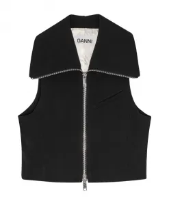 Черный свитер без рукавов на молнии Ganni, черный