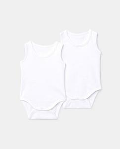 В упаковке 2 детских боди без рукавов Cotton Juice, белый