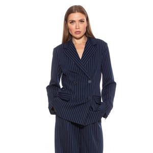 Женская оверсайз-двубортная куртка цвета индиго ALEXIA ADMOR, цвет Navy Stripe