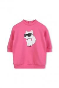 Детское хлопковое платье Karl Lagerfeld, розовый