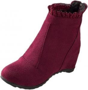Женские ботильоны на танкетке, повседневные, с круглым носком, средней высоты каблук, удобные, с молнией, для платья Borniu, Watermelon Red