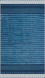 Ковер SAFAVIEH, 183 x 183 см, Kilim Collection, Blue, с дизайном Boho Stripe Braided Tassel, ручной работы из хлопка, идеально для гостиной, спальни, столовой (KLC401M-6SQ)