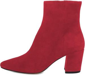 Женские официальные ботильоны FYS с заостренным носком, массивным средним каблуком, боковой молнией, праздничные туфли на размер 4-15 US, Red