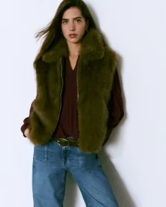 Женский жилет с эффектом меха на молнии Brownie, коричневый