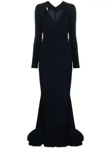 Креповое платье макси с драпировкой Talbot Runhof, синий