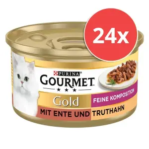 Влажный корм для кошек с говядиной и курицей Gourmet, 24 х 85 г