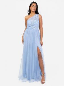 Асимметричное макси-платье с аппликацией из тюля Maya Deluxe, цвет Ice Blue