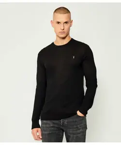 Модный шерстяной свитер Slim fit All Saints, черный
