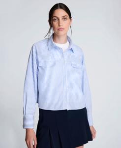 Женский укороченный топ в полоску свободного кроя Kenneth Cole, Glacier Blue/Pure White