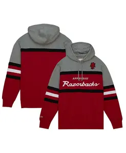 Мужская бордовая толстовка с капюшоном Head Coach Arkansas Razorbacks Mitchell & Ness