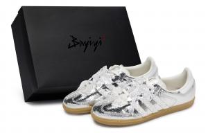 Adidas Originals Женские кроссовки для скейтбординга SAMBA OG, устойчивые к истиранию, серебристо-белые