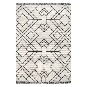 Современный геометрический мягкий ковер Carlina с бахромой Nuloom, 244x305 см