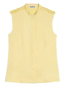 Рубашка с воротником-стойкой и оборками Jil Sander, желтый