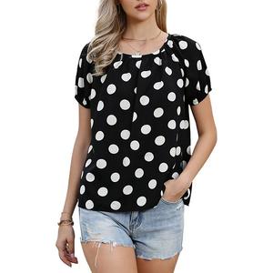 Блузка с коротким рукавом и круглым вырезом в горошек Inspire Chic, Black