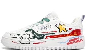 361° Скользоустойчивые амортизирующие износостойкие низкие скейтерские кроссовки Air Force One унисекс белый красный зелёный, цвет White Red Green