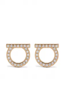 Серьги с декором Gancini и кристаллами Ferragamo, золотой