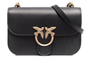 Кожаная сумка через плечо, женская сумка на плечо PINKO черный и черный золотой