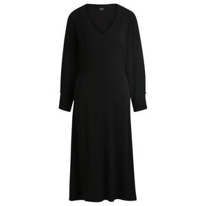 Платье с V-образным вырезом и манжетами на пуговицах BOSS, черный