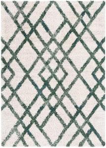 Ковер SAFAVIEH, 100 x 161 см, Berber Shag Collection, Ivory & Green, дизайнерский, без ворса и простой в уходе, идеален для помещений с высокой проходимостью в прихожей, гостиной, спальне (BER214C)