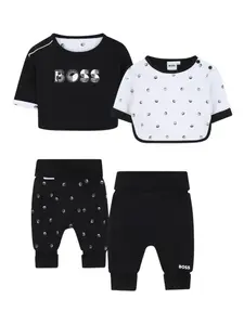 Комплект из футболки и брюк с логотипом BOSS Kidswear, черный