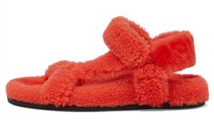 Сандалии женские Fendi меховые, красный
