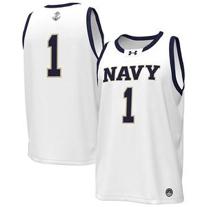 Мужская белая баскетбольная майка navy midshipmen #1 replica Under Armour