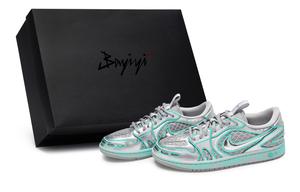 Jordan Кроссовки Air 1 Zero Critical Silver Rowlet устойчивые к истиранию низкие винтажные баскетбольные Women's Silver Blue