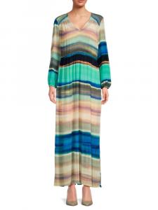 Платье макси в полоску Luciana из смесового шелка Marie Oliver, цвет Blue Multi