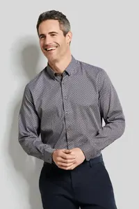 Рубашка bugatti с длинными рукавами и графическими принтами, цвет морской волны