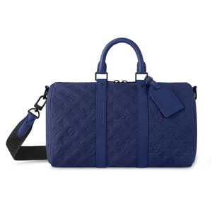 Сумка для путешествий Keepall Bandoulière из кожи телёнка мужская LOUIS VUITTON, тёмно-синий