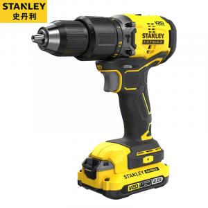 Stanley Литиевая электрическая ударная дрель 20 В, бесщеточная аккумуляторная ручная дрель, 2 Ач, один аккумулятор и один заряд SBD715K-A9