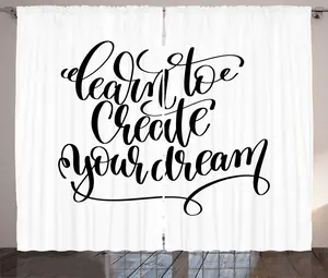 Шторы ABAKUHAUS в деревенском стиле (пословица), научитесь воплощать свою мечту, универсальные ленточные шторы для гостиной с петлями и крючками, 280 x 225 см, черно-белые Abakuhaus